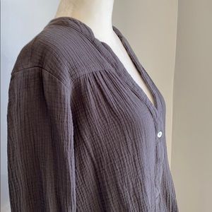 Free People Grey Gauze Blouse